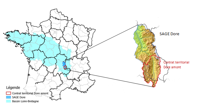 Carte de localisation du Contrat territorial Dore amont